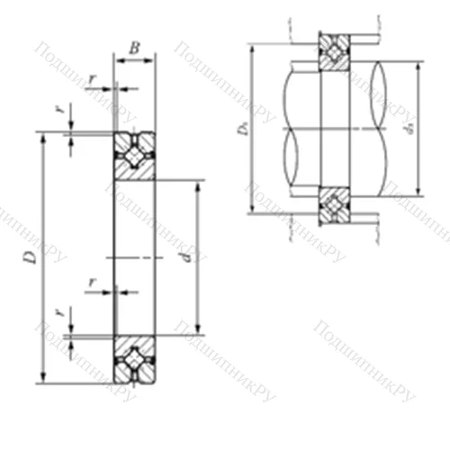 Подшипник роликовый упорно-радиальный с четырехточечным контактом CRBH 3010 A UU