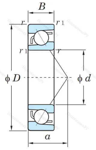Однорядный шариковый подшипник 7205 B от производителя  KOYO