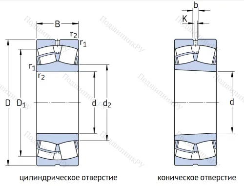 Сферический роликовый подшипник с конической посадкой на вал 22220 EK/C 3 от производителя  SKF