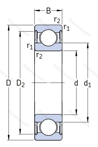 Высокотемпературный подшипник 6208 2RS 1/C 3 GJN от производителя  SKF