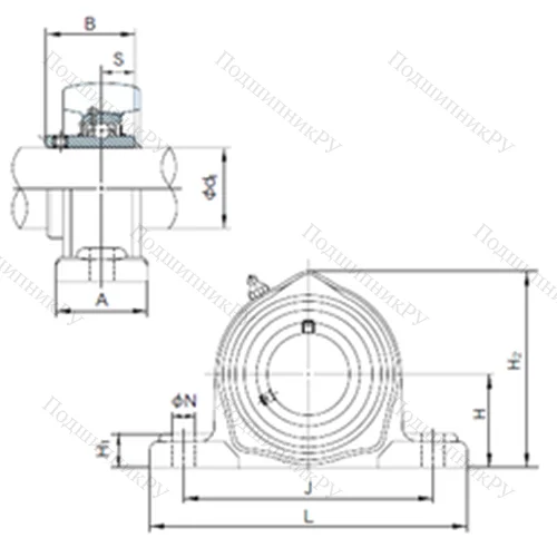 Подшипниковый узел шариковый радиальный UCPK 319