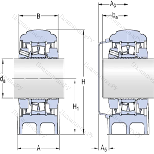 Стационарные роликоподшипниковые узлы ( ConCentra, для метрических валов) SYNT 55 F
