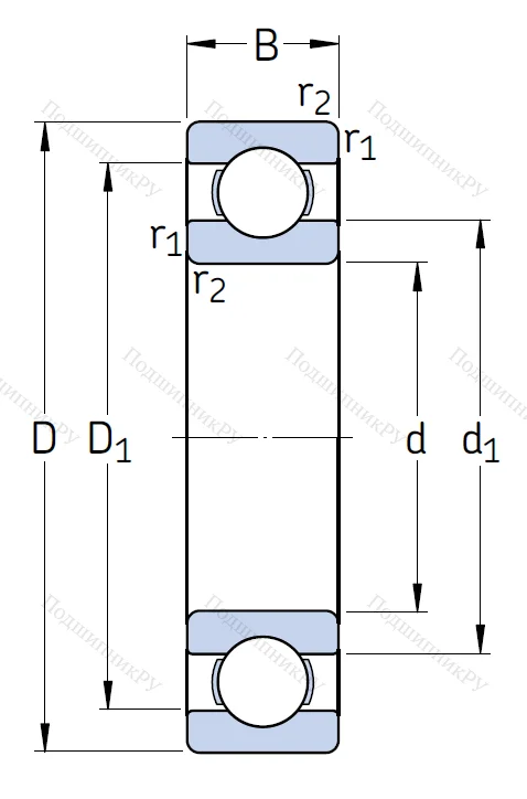 Однорядный шариковый подшипник 6306