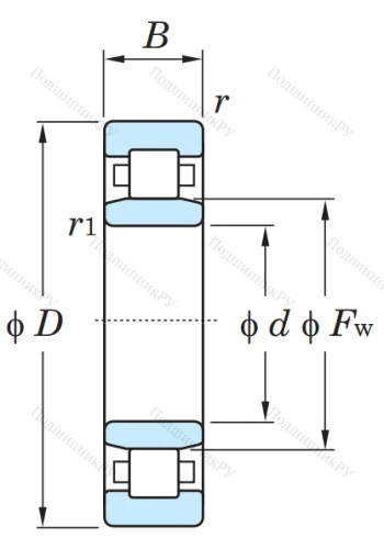 Роликовый цилиндрический подшипник NU 2212 от производителя  KOYO