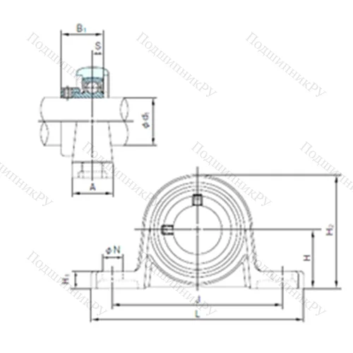 Подшипниковый узел шариковый радиальный UP 003