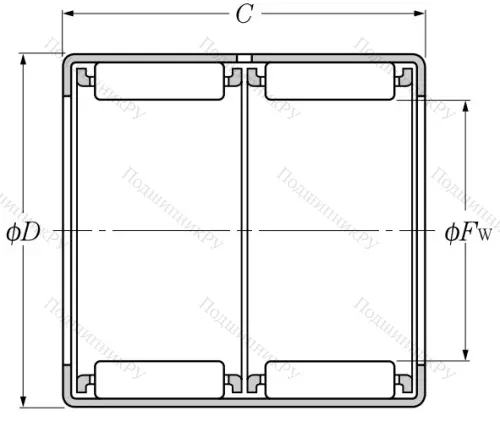 Игольчатый подшипник HK 2538 ZWD от производителя  NTN