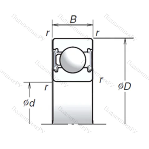 Подшипник шариковый радиальный 6008T 1XVV