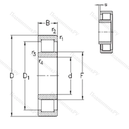 Подшипник роликовый радиальный NU 1021-E-M 6