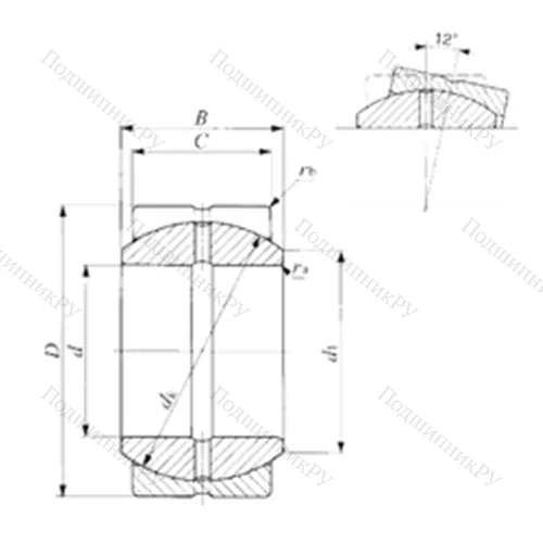Подшипник скольжения сферический SBB 72