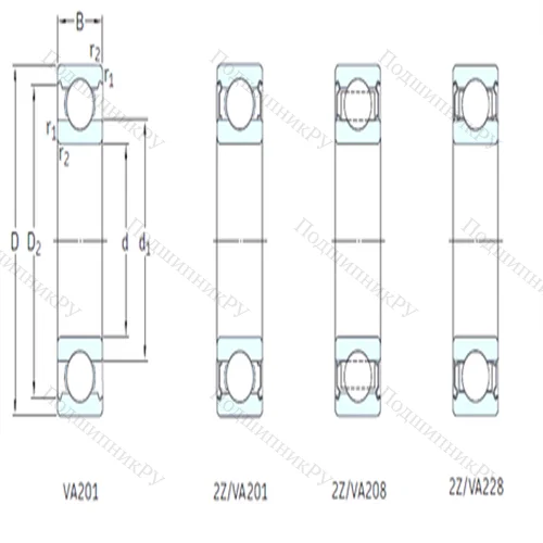 Подшипник шариковый радиальный 6203-2Z/VA 201