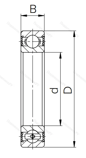 Шариковый однорядный подшипник 1000907 2RS (6907 2RS)