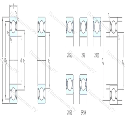 Подшипник шариковый радиальный 61908-2RS 1