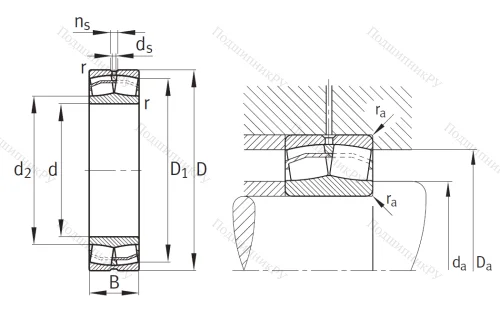Сферический роликовый подшипник 22210 E 1 XL C 3 от производителя  FAG