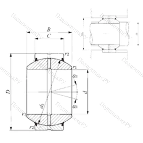 Подшипник скольжения сферический GE 30GS-2RS от производителя  IKO