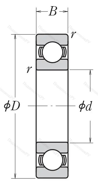 Однорядный шариковый подшипник 6032 C 3