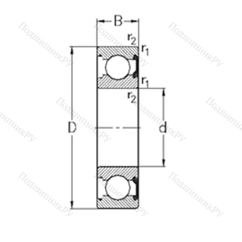 Подшипник шариковый радиальный 6216-2RSR