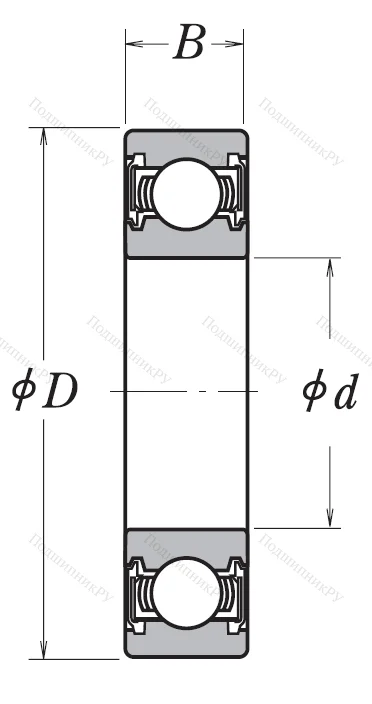 Однорядный шариковый подшипник 6804 VV