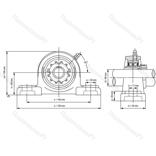 Подшипниковый узел UKP 209 - Вал: 40 мм