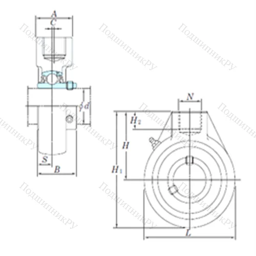 Подшипниковый узел шариковый радиальный UCHA 205-14