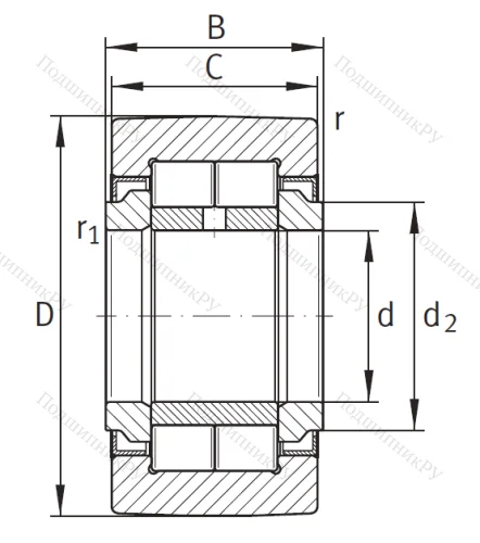 Игольчатый подшипник NUTR 25 от производителя  INA