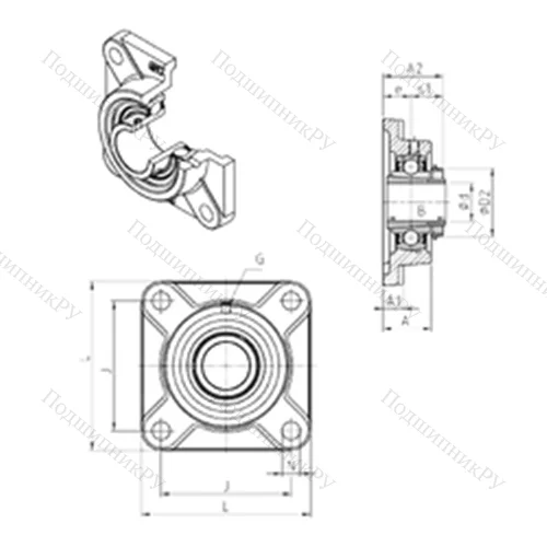 Подшипниковый узел шариковый радиальный UKF 215H