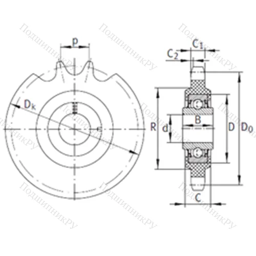 Подшипниковый узел шариковый радиальный KSR 16-L 0-10-10-17-22