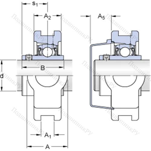 Натяжные подшипниковые узлы типа Y (литой корпус, крепление стопорными винтами) TU 2.3/16 TF