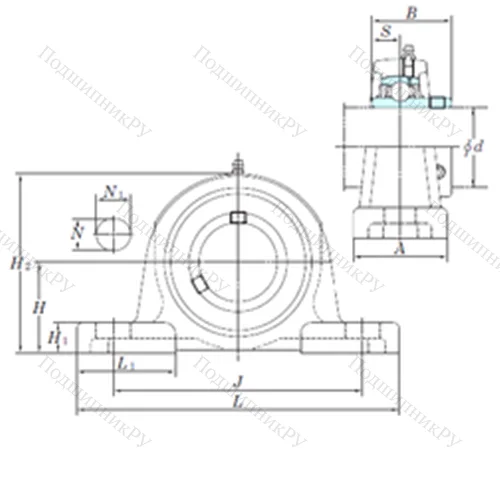 Подшипниковый узел шариковый радиальный UCP 206-18