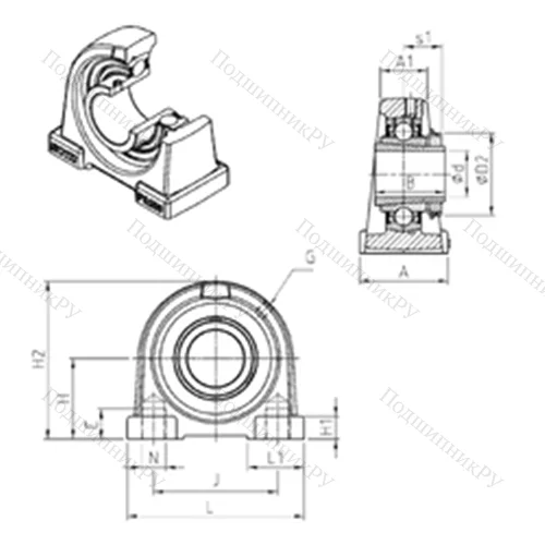 Подшипниковый узел шариковый радиальный UKPA 210H